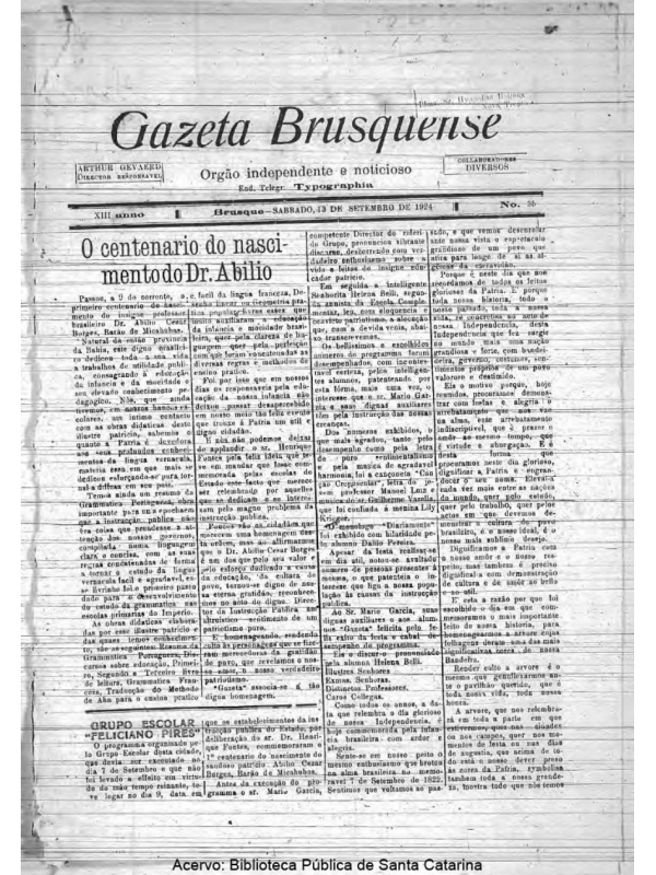 Gazeta Brusquense - Edição 35 - 13/09/1924