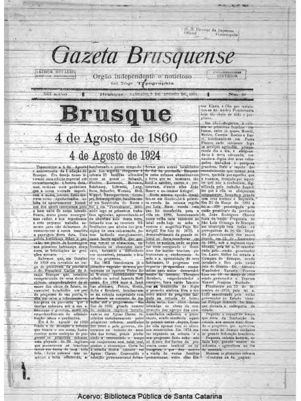 Gazeta Brusquense - Edição 30 - 09/08/1924