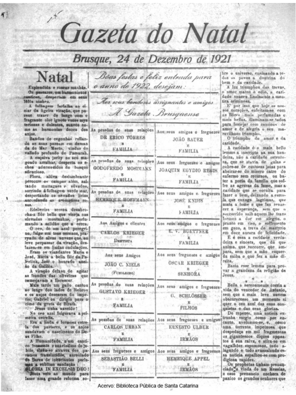 Gazeta do Natal - Brusque 1921